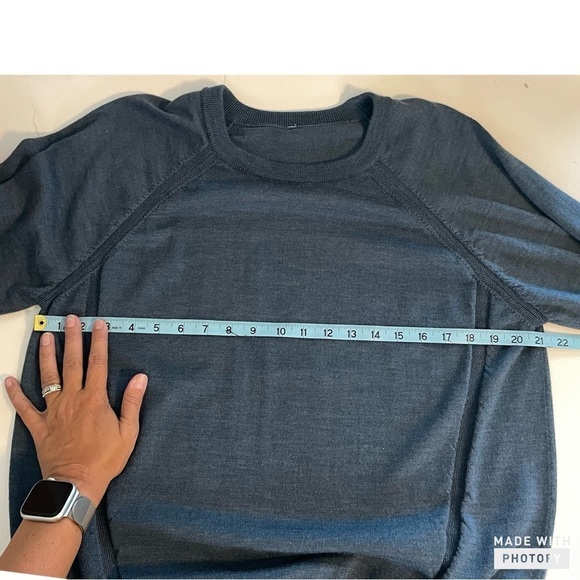 Lululemon Rising Salutation Sweater Heathered Astro Blue Wool Blend W3AFKS - Picture 10 of 10